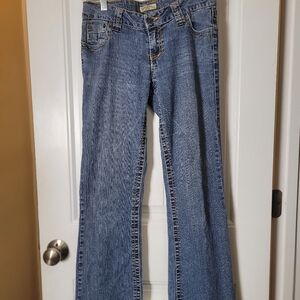 Paris Blues Y2K low ride flared Women's Blue Denim Jeans. Size 9